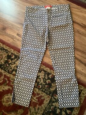 Printed Slim Crop Pants in Navy and White